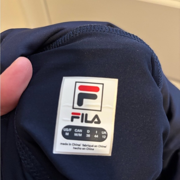 Fila Women's Athletic Shorts in Blue and Gray Geometric - Picture 7 of 7